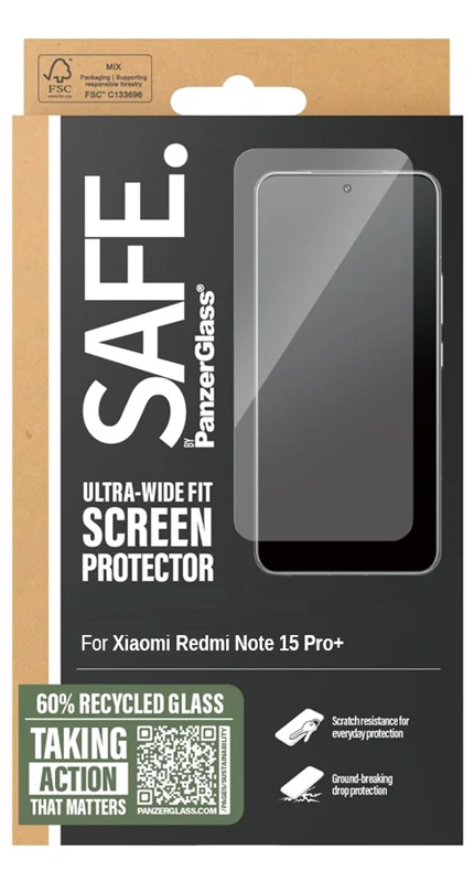 Safe Xiaomi Redmi Note 15 Pro+ stikliukas, skaidri, 1 nuotrauka
